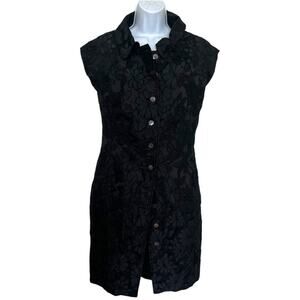 Worth Womens Vintage Jacquard Short Sleeve Sheath Dress Black Size 8